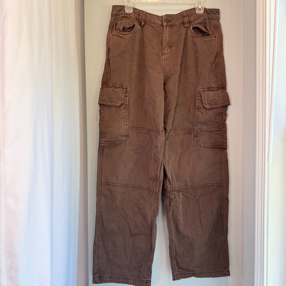 Garage Women's Size 9 Brown Cargo Pants 100% Cotton Y2K Streetwear Faded